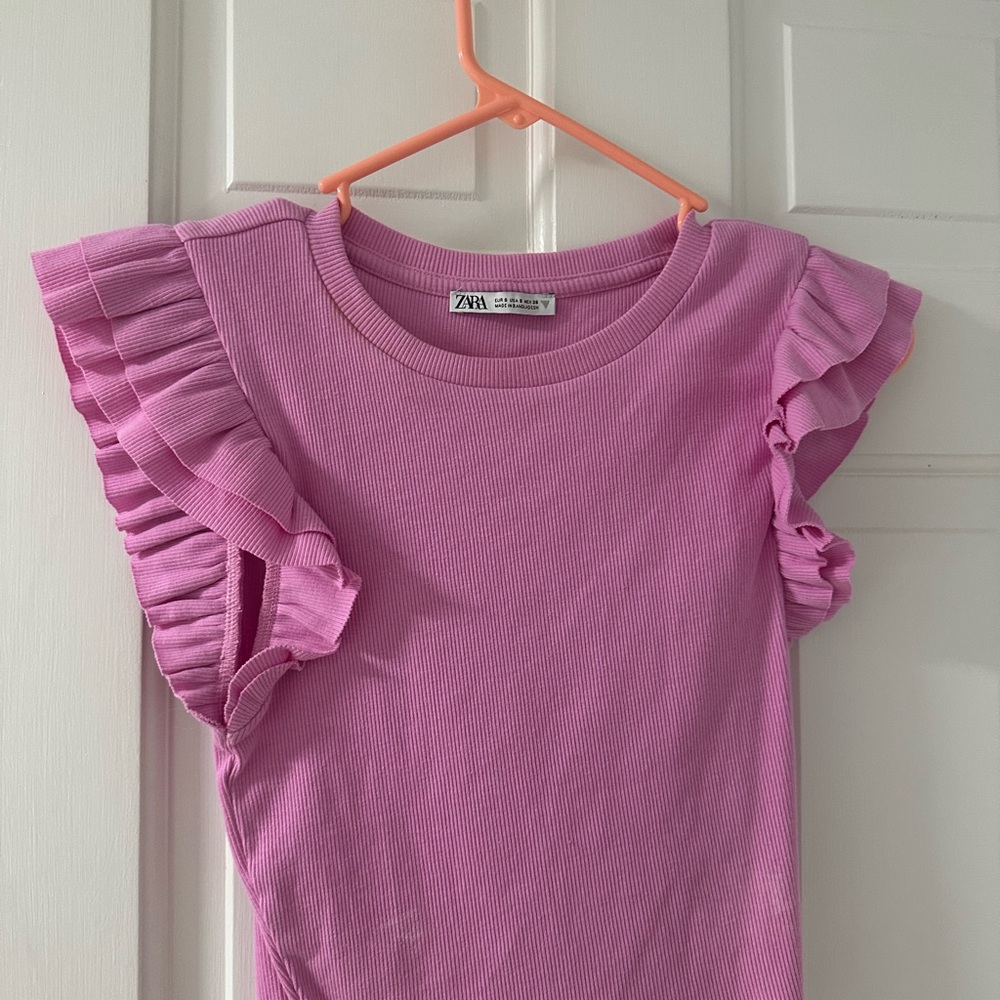 Zara pink Ruffle Sleeve Tee have in white too